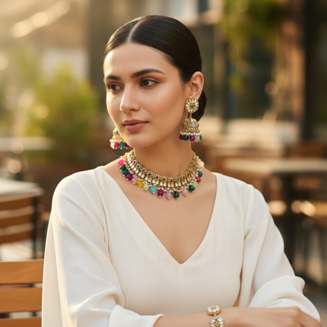 Katyayani Mirror Jewellery Set - Multicolor-06