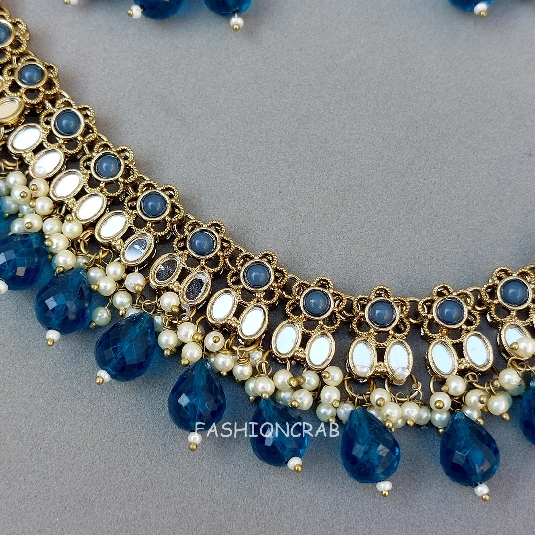 Katyayani Mirror Jewellery Set - Peacock Blue