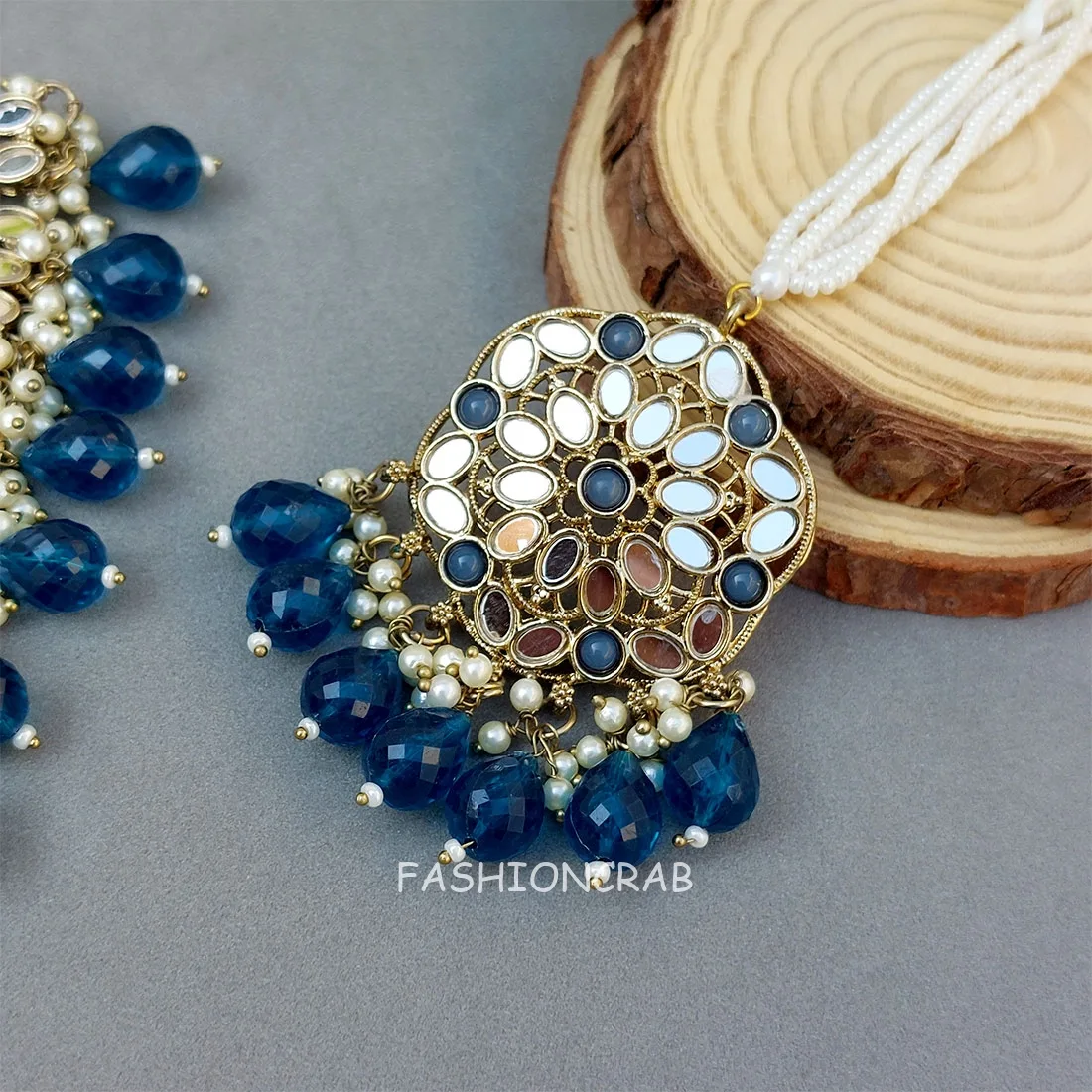 Katyayani Mirror Jewellery Set - Peacock Blue