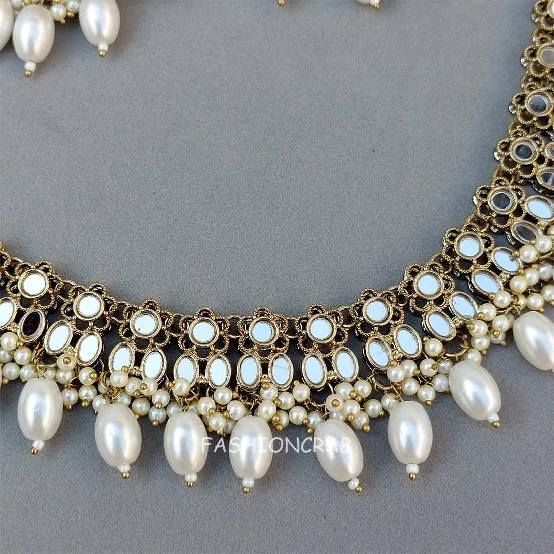 Katyayani Mirror Jewellery Set - White