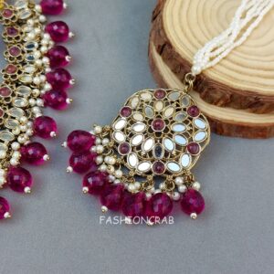 Katyayani Mirror Jewellery Set - Wine