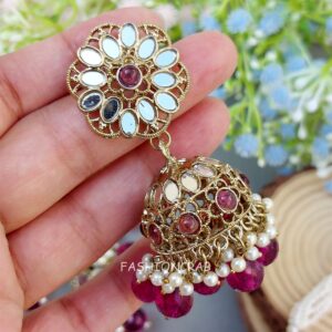 Katyayani Mirror Jewellery Set - Wine