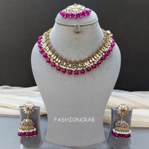 Katyayani Mirror Jewellery Set - Wine