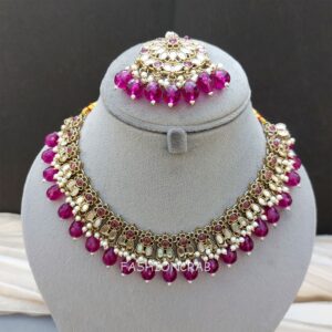 Katyayani Mirror Jewellery Set - Wine