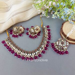 Katyayani Mirror Jewellery Set - Wine