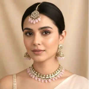 Katyayani Mirror Jewellery Set – Light Pink