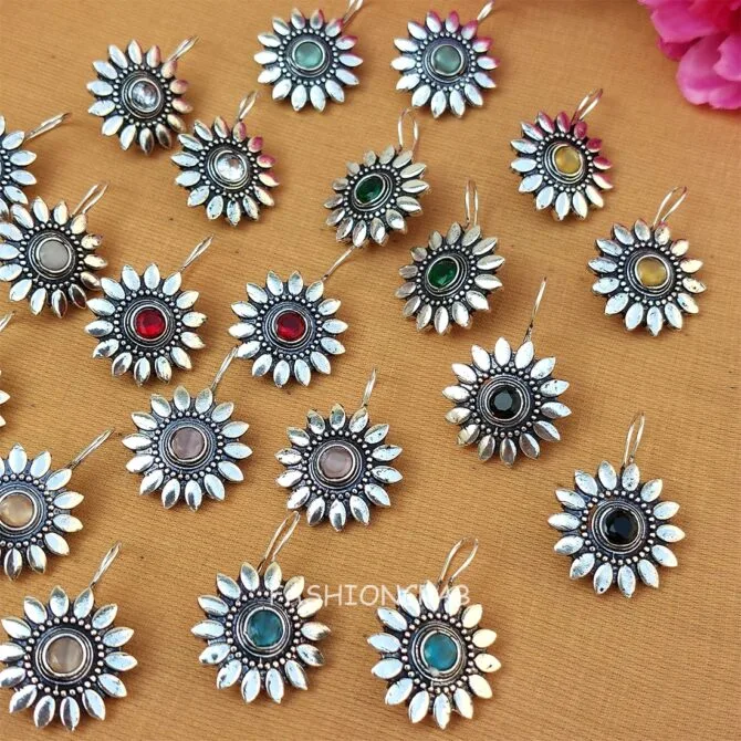 Mia Oxidised Earrings - combo of 6