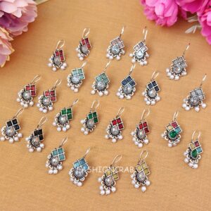 Nova Oxidised Earrings - combo of 6