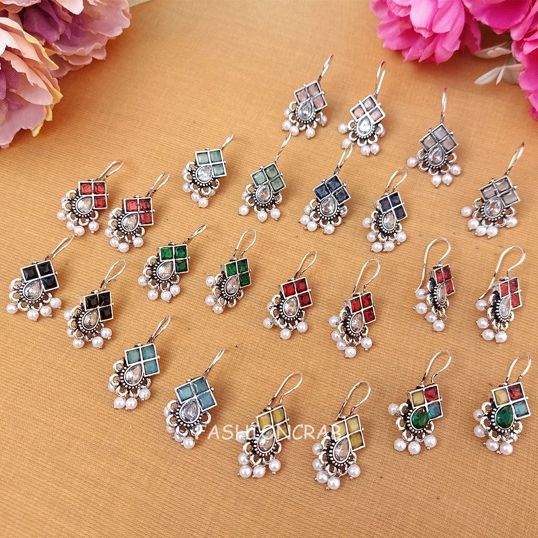 Nova Oxidised Earrings - combo of 6