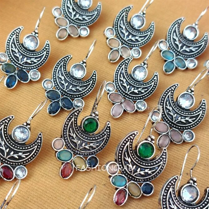 Olivia Oxidised Earrings - combo of 6
