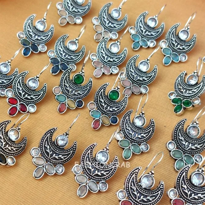 Olivia Oxidised Earrings - combo of 6