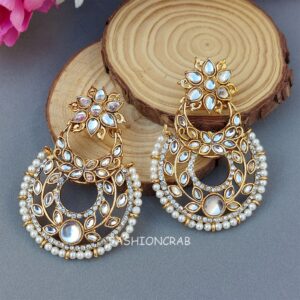 Trendy Kundan Pearl Drop Earring