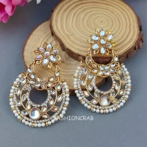 Trendy Kundan Pearl Drop Earring