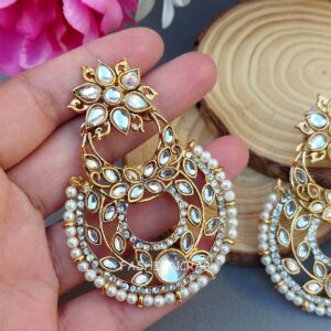 Trendy Kundan Pearl Drop Earring