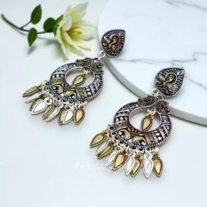 Isha Oxidized Silver Earrings