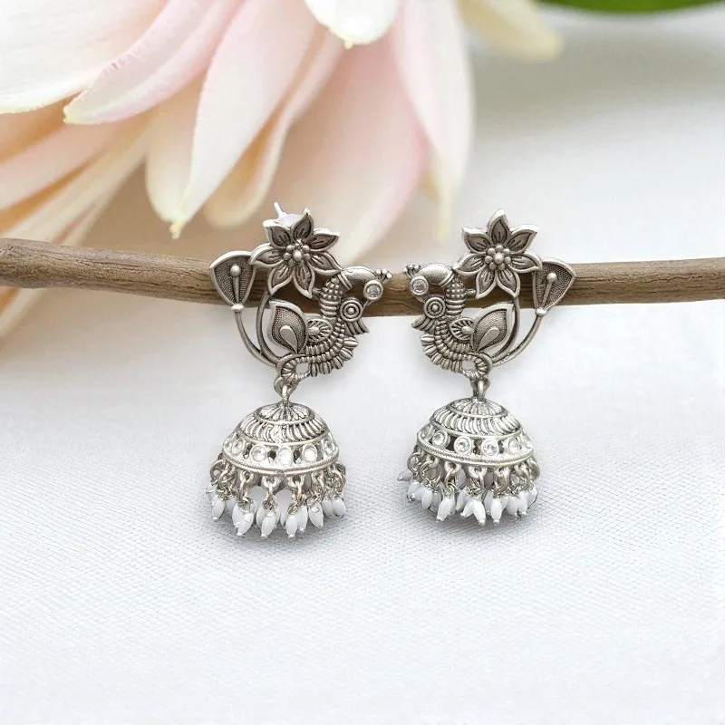 Oxidised Peacock Earrings