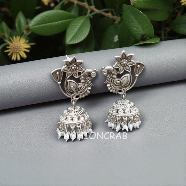 Oxidised Peacock Earrings