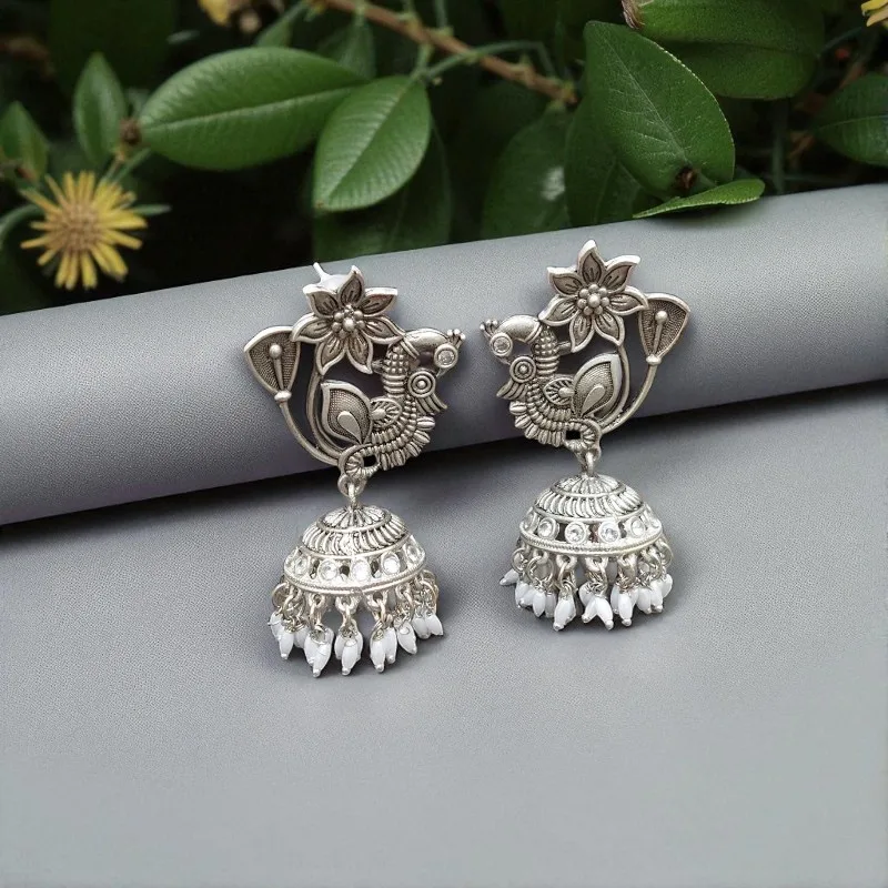 Oxidised Peacock Earrings