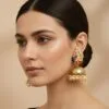 Peacock Jhumka Earrings - Peach