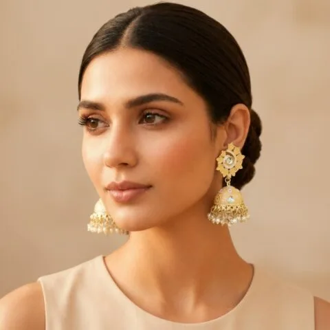 Pragya Jhumka Earrings - Peach