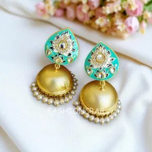 Alia Mint Green Meenakari Jhumka Earrings