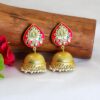Alia Pink Meenakari Jhumka Earrings