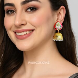 Alia Pink Meenakari Jhumka Earrings