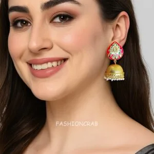 Alia Pink Meenakari Jhumka Earrings