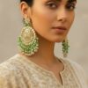 Green Mirror Earrings with Tikka