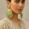 Green Mirror Earrings with Tikka