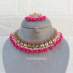 Katyayani Mirror Jewellery Set - Dark Pink