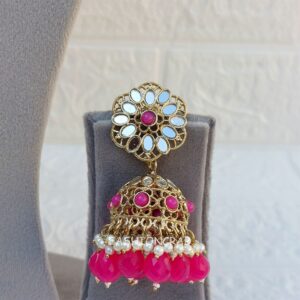 Katyayani Mirror Jewellery Set - Dark Pink