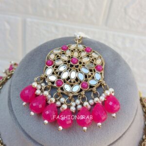 Katyayani Mirror Jewellery Set - Dark Pink