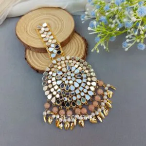 Mirror Maang Tikka -Peach