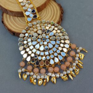 Mirror Maang Tikka -Peach