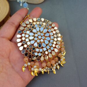 Mirror Maang Tikka -Peach