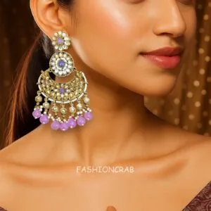 Priyanka Chandbali Earrings - Lavender