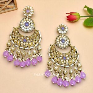 Priyanka Chandbali Earrings - Lavender