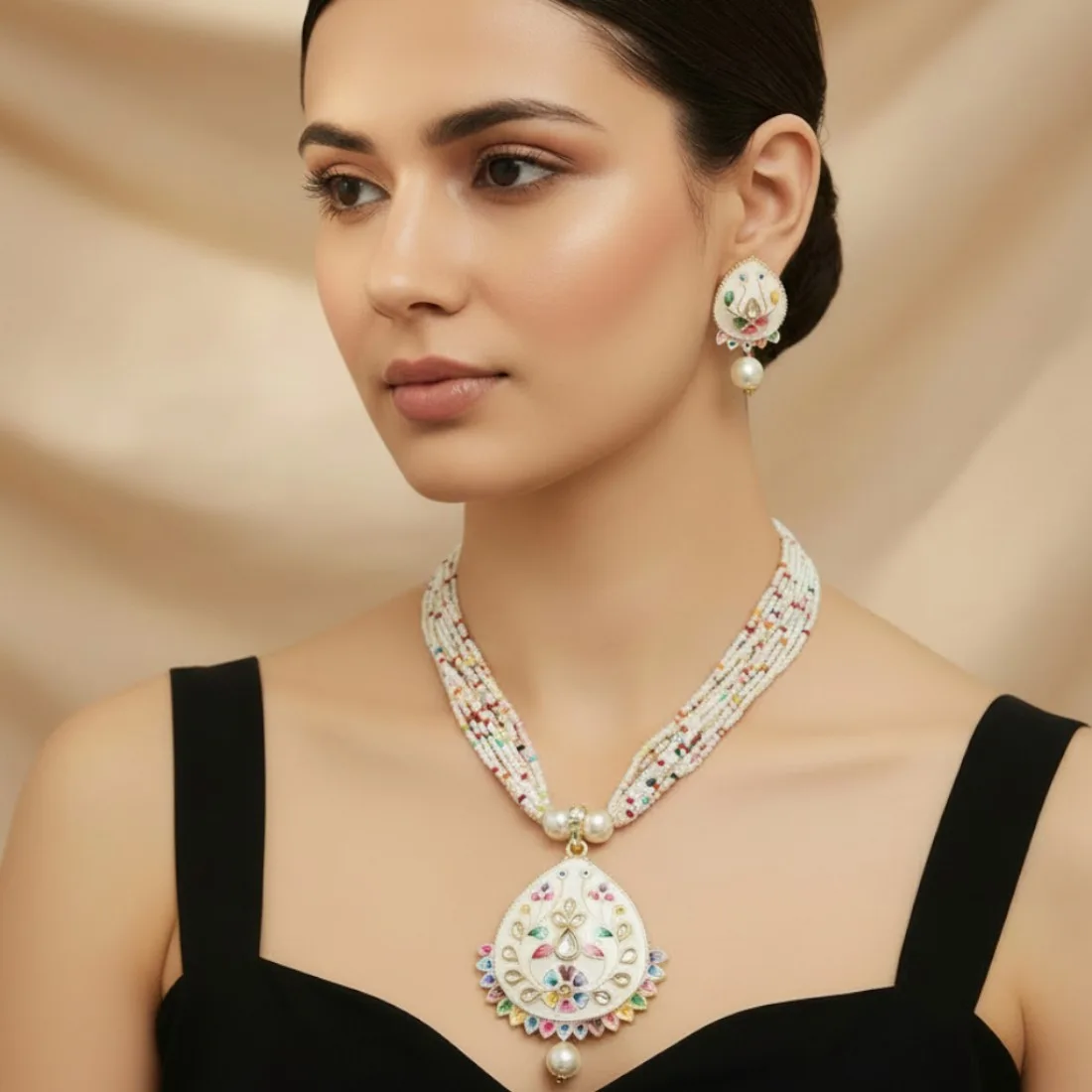 Rani Meenakari Necklace - White
