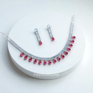 Riddhi Pink AD Necklace Set