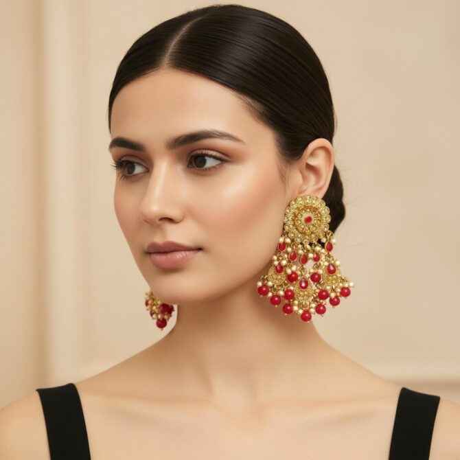 Shradda Maroon Chand bali Earring-03