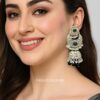 Soundarya Kundan Jhumka Earrings - Green-09 Soundarya Kundan Jhumka Earrings - Green