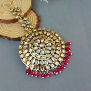 Traditional Punjabi Big Maang Tikka - Pink