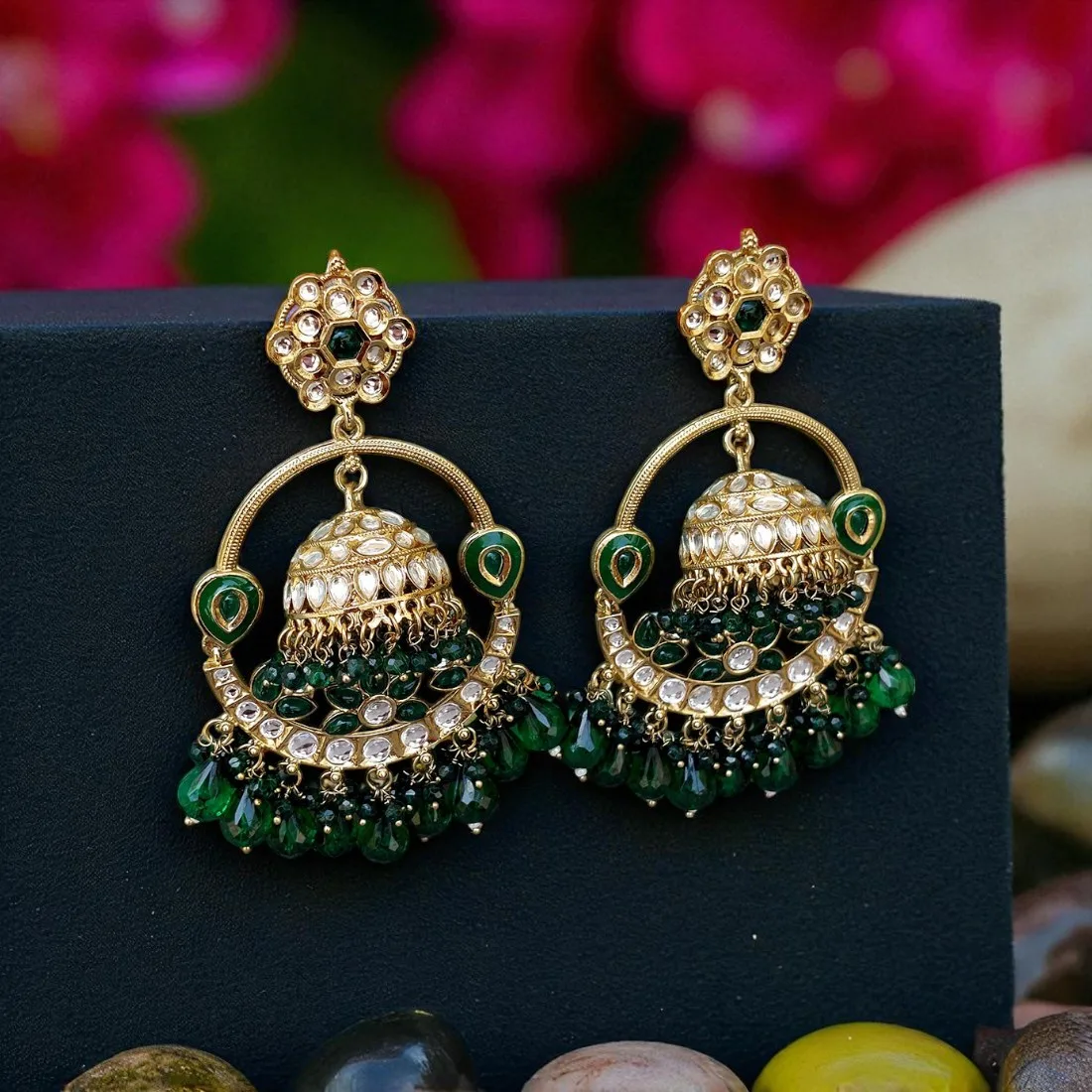 Vaani Jhumka Earrings Green