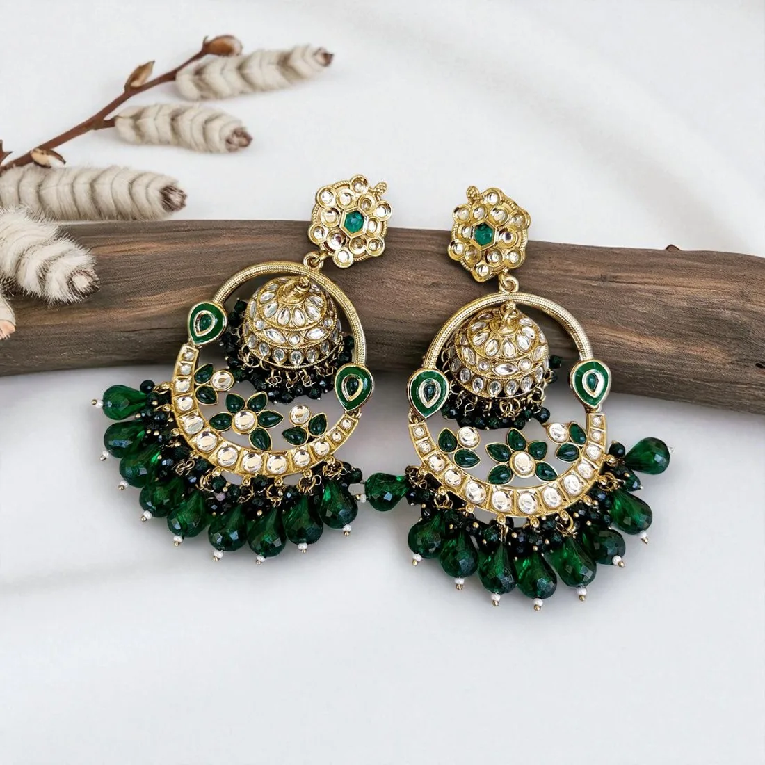 Vaani Jhumka Earrings Green