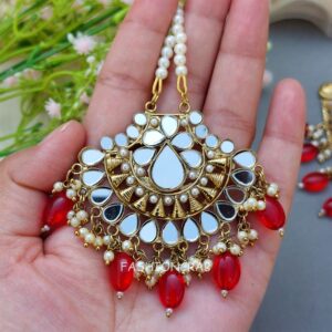 Divya Mirror Necklace Red