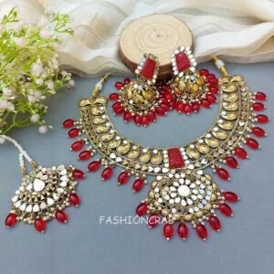Divya Mirror Necklace Red