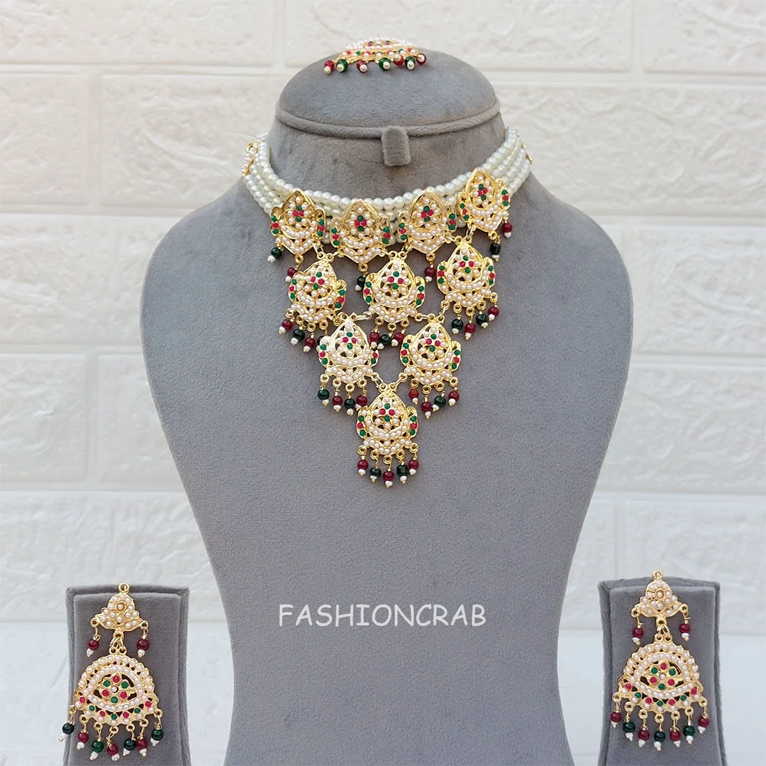 Red Green Jadau Jewellery