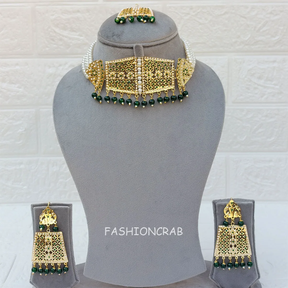 Rehana Jadau Jewellery Dark Green