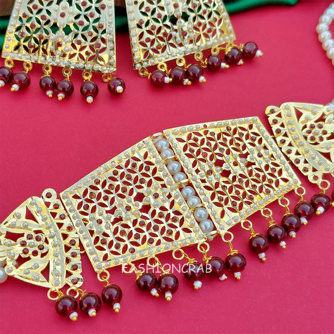 Rehana Jadau Jewellery Maroon